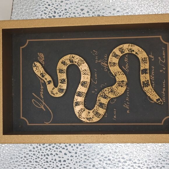 7"x4.5"x1" Snake Shadow Box Wall/Tabletop Décor – Gold Frame, Ashland - Picture 3 of 7